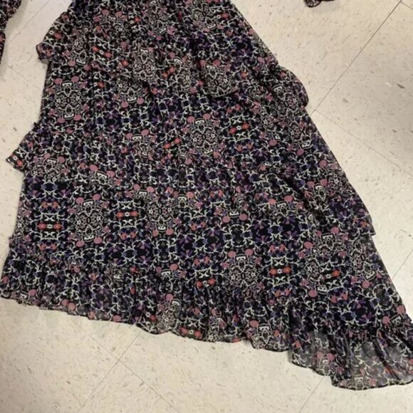 MISA LOS ANGELES Rania Asymmetrical Tiered Ruffle Dress Floral Smocked Fairy - Picture 9 of 16